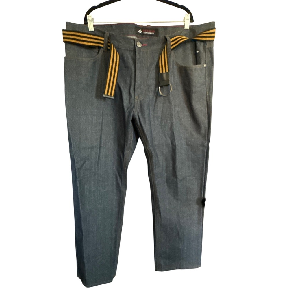 Envy A‎ Sean Combs Co Mens Jeans 44x32 Dark Wash Belted Cotton Straight Leg